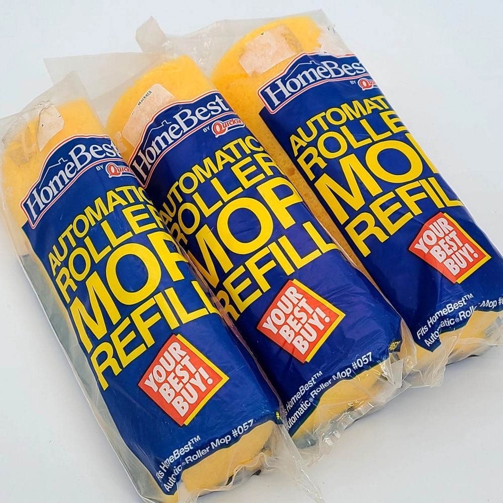3 x Home Best by Quickie Automatic Roller Mop 9" Refill #0572 New/Sealed NOS